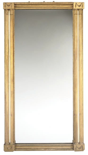 A GILT AND PAINTED PIER MIRROR