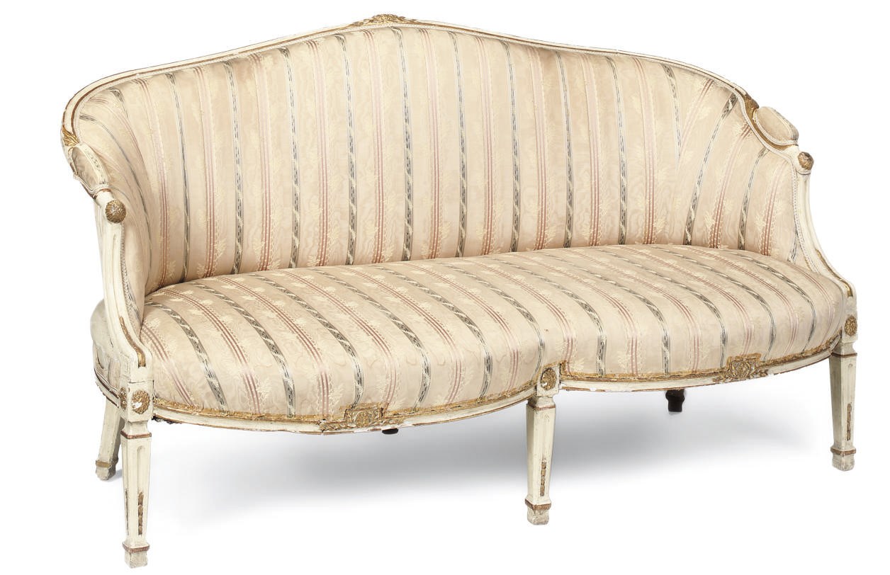 A NORTH EUROPEAN PARCEL-GILT PAINTED CANAPE