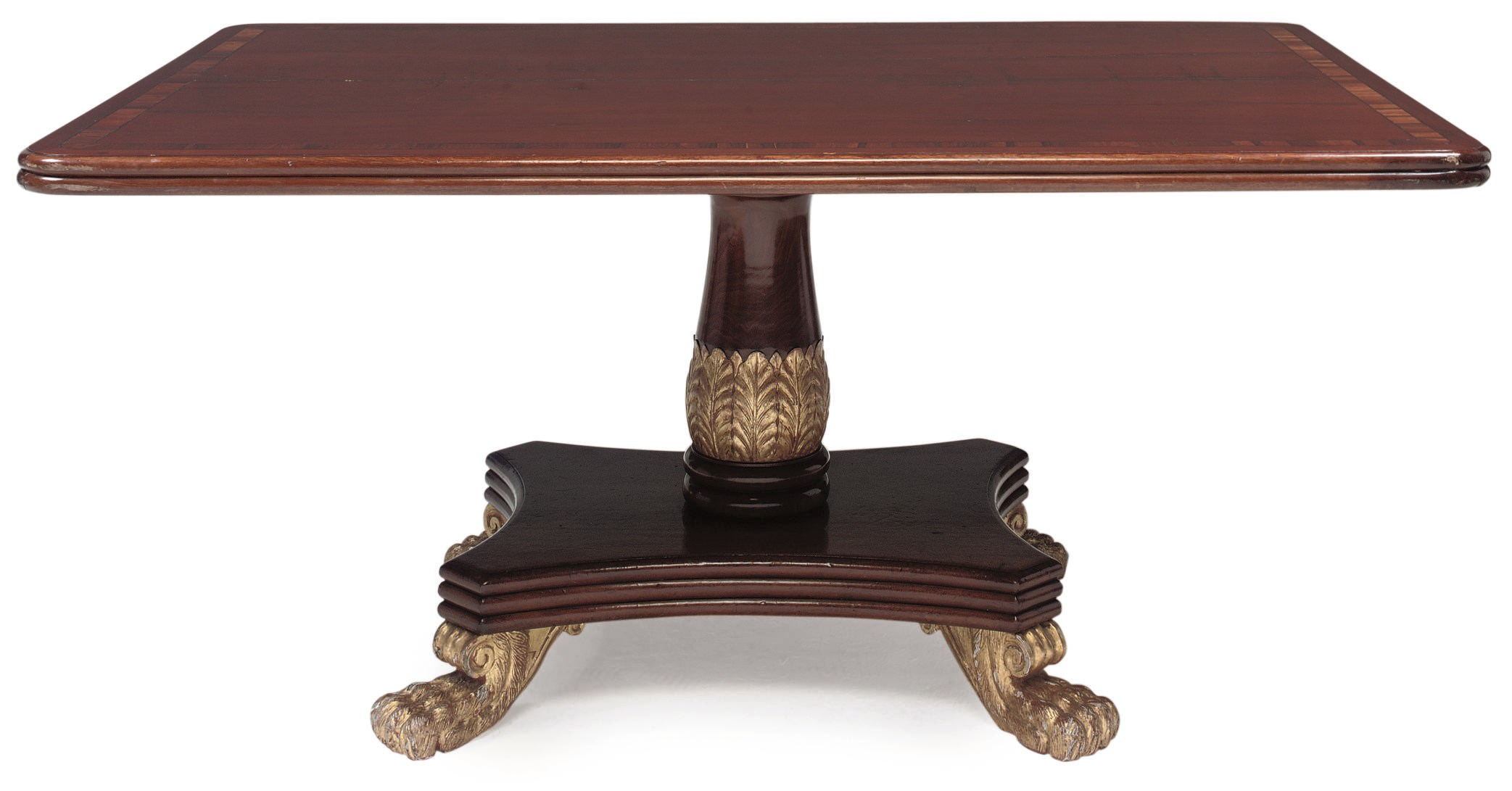 A WILLIAM IV MAHOGANY AND PARCEL GILT CENTRE TABLE