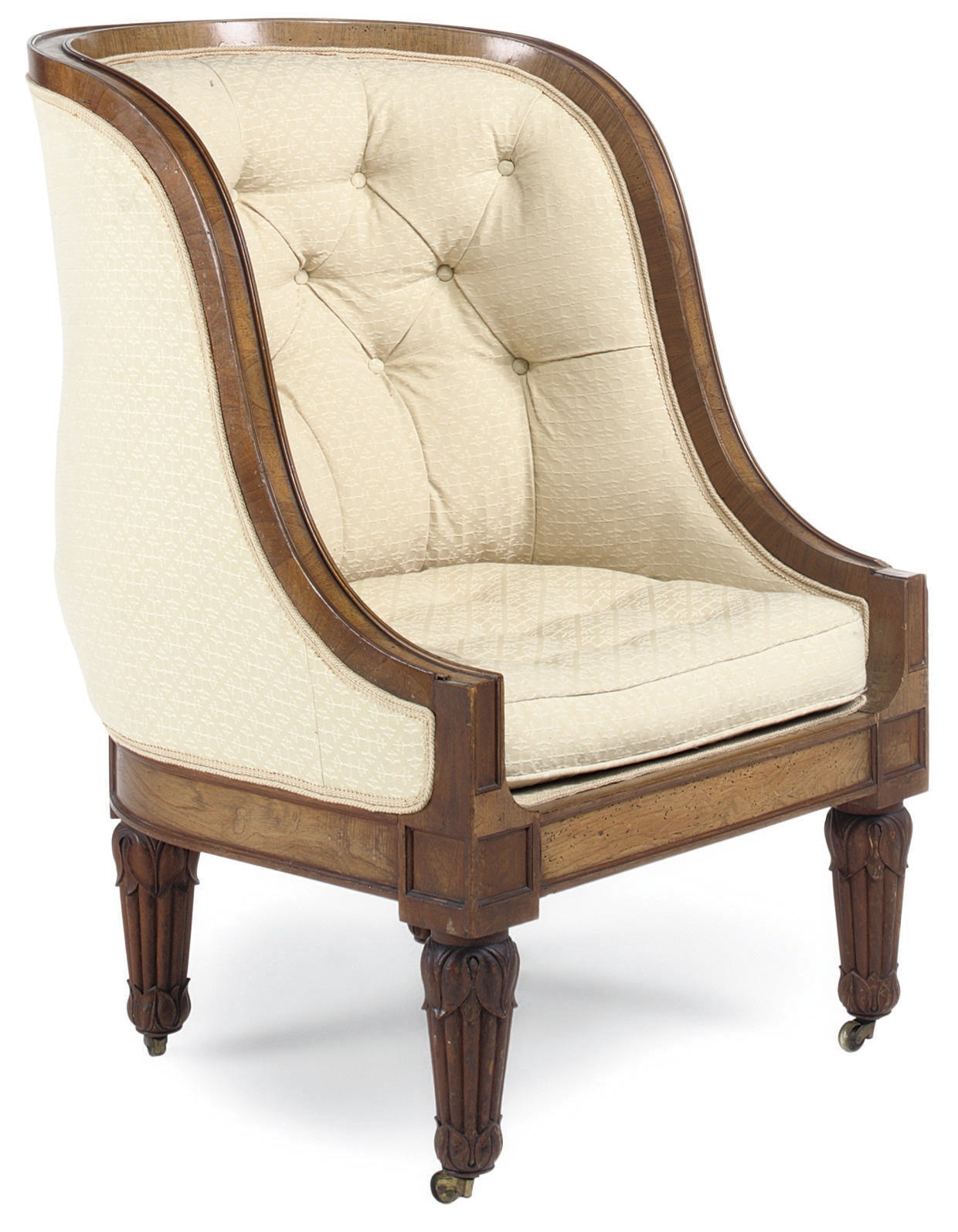 A LOUIS-PHILIPPE WALNUT TUB ARMCHAIR