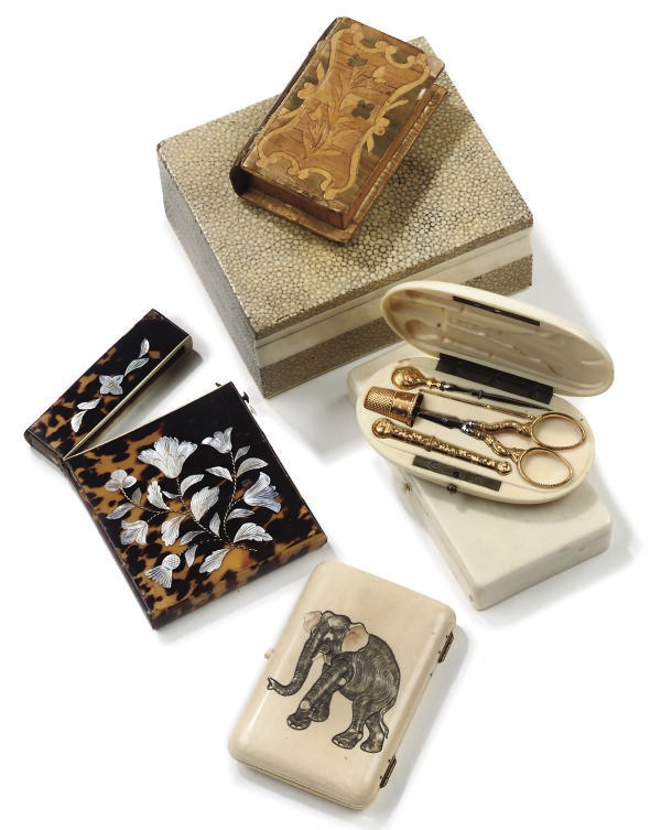 AN ART DECO SHAGREEN AND IVORY CIGARETTE BOX