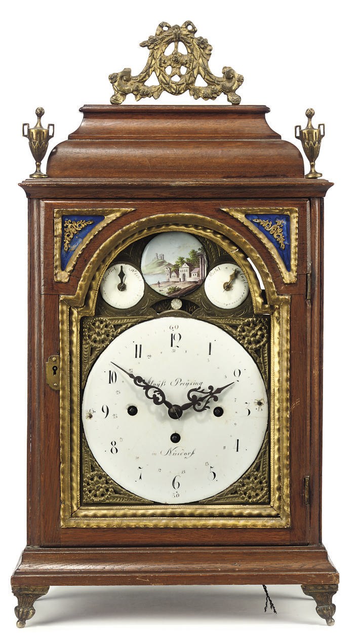 An Austrian walnut grande sonnerie table clock