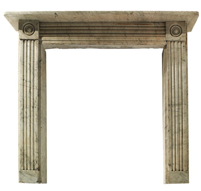 A REGENCY VEINED WHITE-MARBLE CHIMNEYPIECE