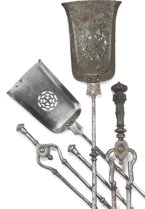 A PAIR OF VICTORIAN STEEL FIRE-IRONS