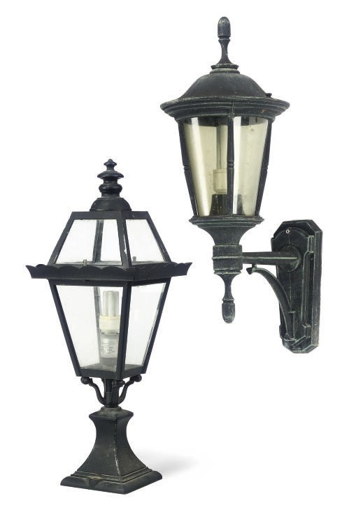 A SET OF SIX ZINC ALLOY LANTERNS