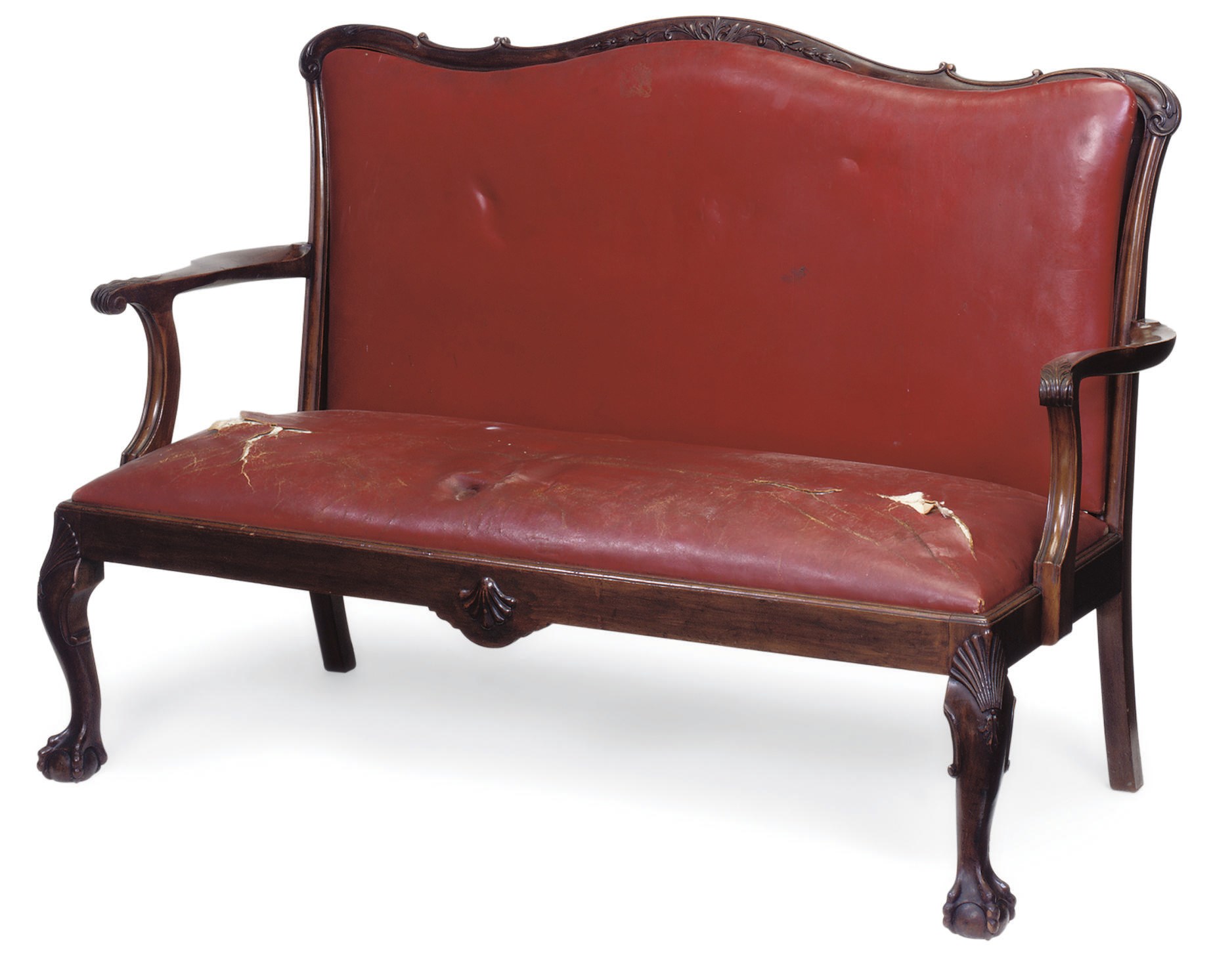 A HARDWOOD CHAIR BACK SOFA