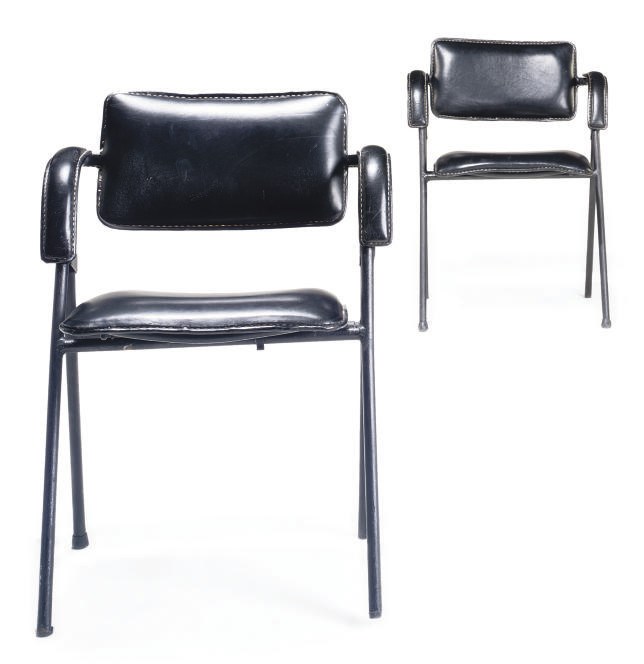 A PAIR OF JACQUES ADNET FOLDING CHAIRS