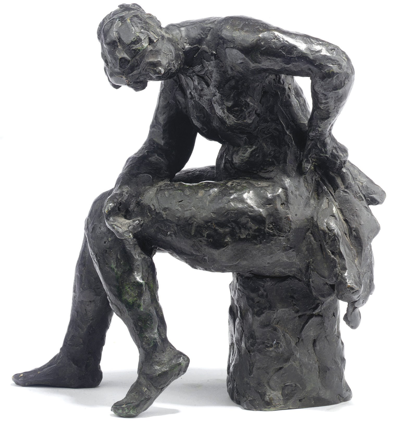 A DUTCH BRONZE OF A SEATED NUDE