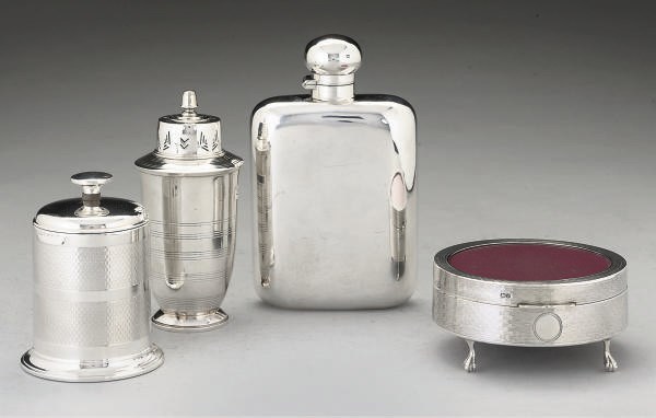 A LARGE SILVER SPIRIT FLASK