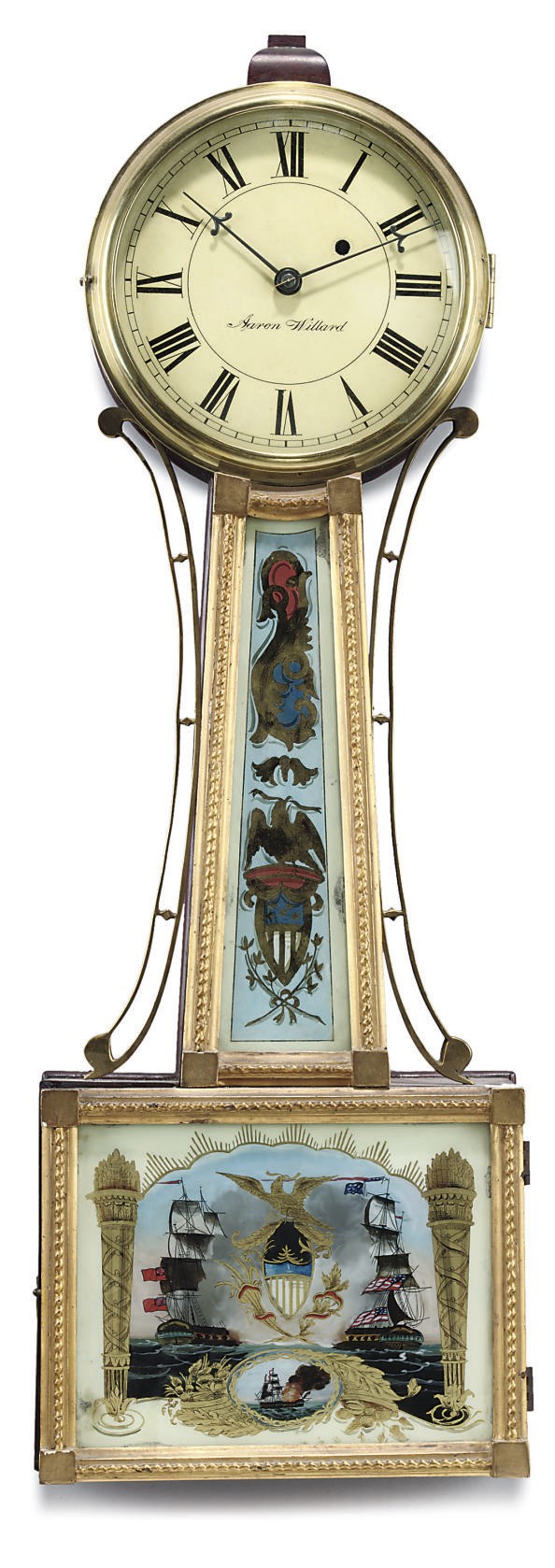 An American mahogany and gilt-wood banjo wall timepiece