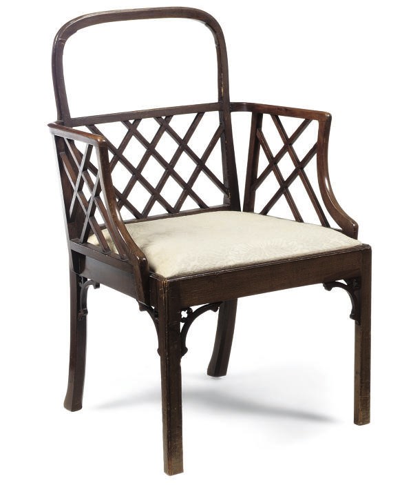 A GEORGE III MAHOGANY ARMCHAIR
