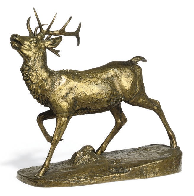 A FRENCH BRONZE MODEL OF 'LE CERF DEBOUT'
