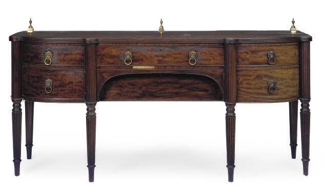 A LATE REGENCY MAHOGANY BOWFRONT SIDEBOARD