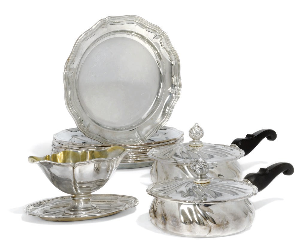 A GERMAN SILVER COMPOSITE PART DINNER SERVICE