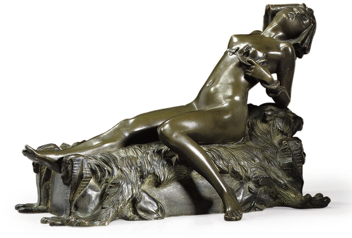 CLEOPATRA, A PATINATED BRONZE FIGURE