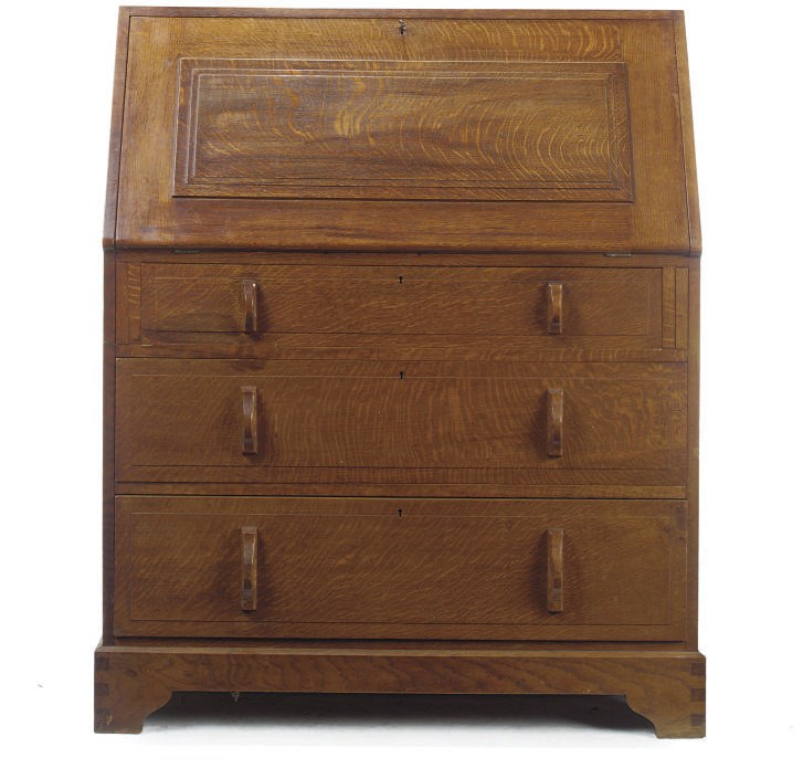 GORDON RUSSELL, ATTRIBUTED, AN OAK FALL FRONT BUREAU