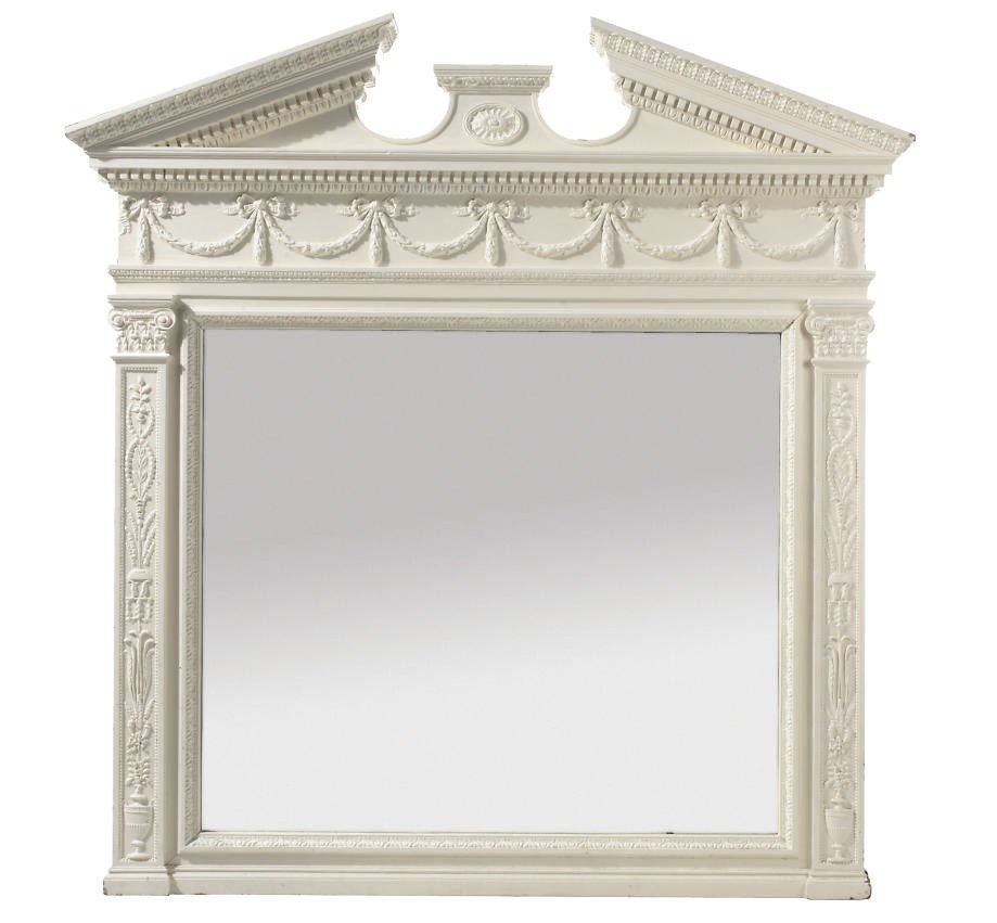 AN EDWARDIAN WHITE-PAINTED OVERMANTEL MIRROR