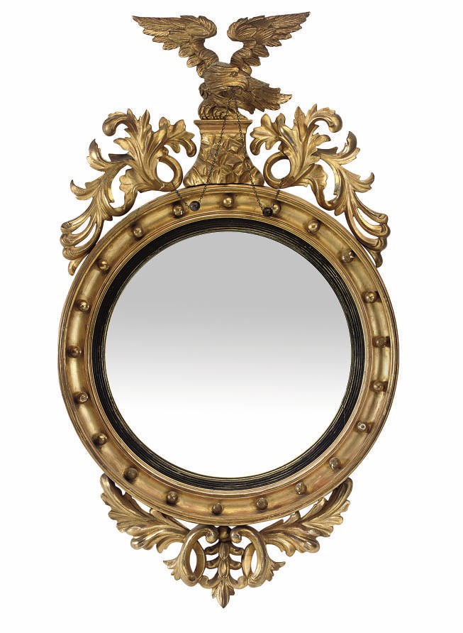 A REGENCY GILTWOOD CONVEX MIRROR