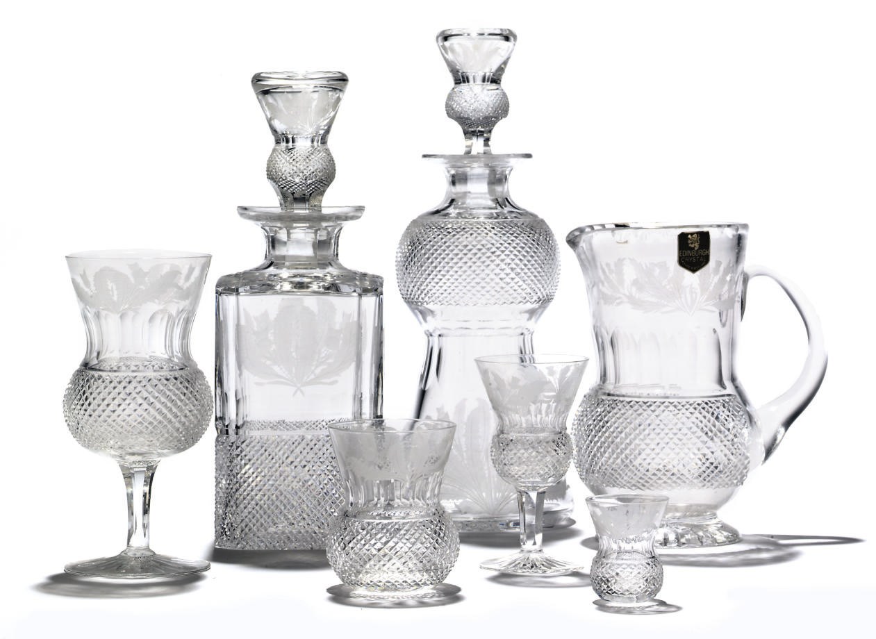 AN EDINBURGH CRYSTAL 'THISTLE' PATTERN PART SUITE OF GLASSWARE
