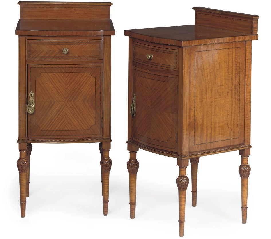 A PAIR OF SATINWOOD BEDSIDE CABINETS