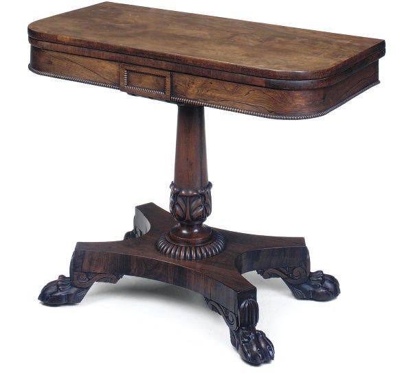 A WILLIAM IV ROSEWOOD CARD TABLE