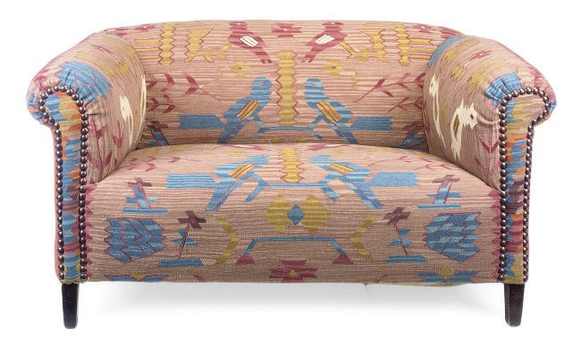 A KILIM UPHOLSTERED CHESTERFIELD SOFA