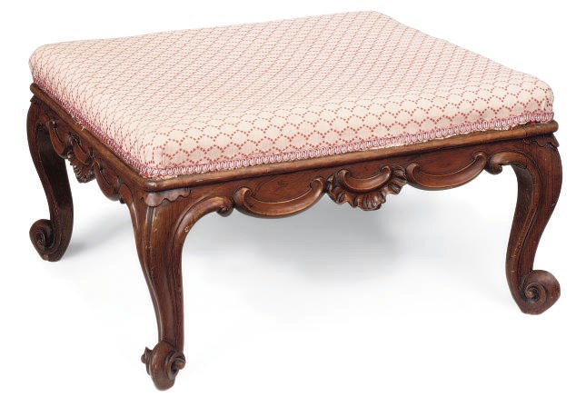 A MID VICTORIAN WALNUT STOOL