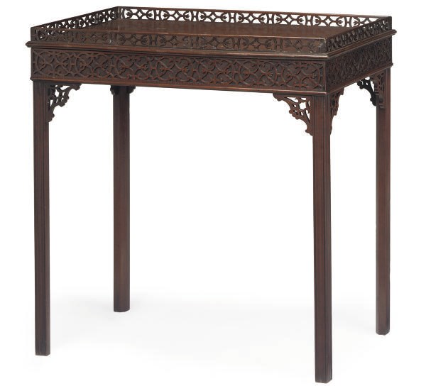 A MAHOGANY SILVER TABLE