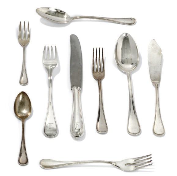 A GERMAN SILVER TABLE SERVICE OF THREAD-EDGE PATTERN