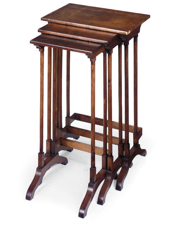 A SET OF THREE REGENCY ROSEWOOD OCCASIONAL TABLES