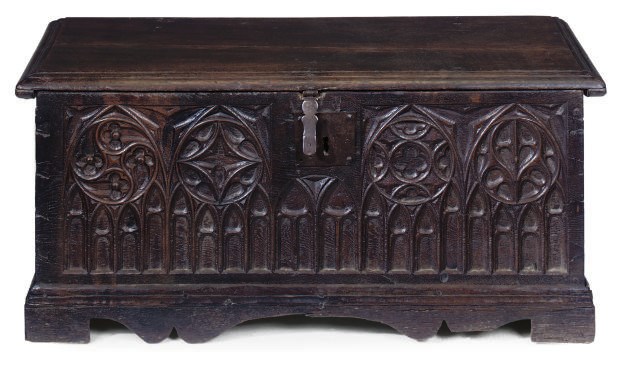 AN OAK CHEST