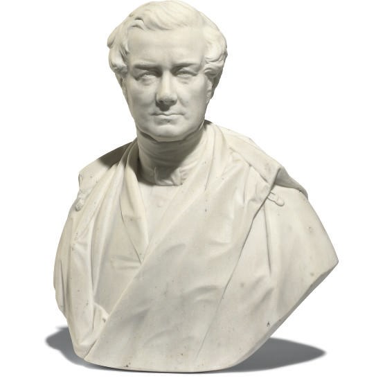 A VICTORIAN MARBLE BUST OF SIR ROBERT PEEL