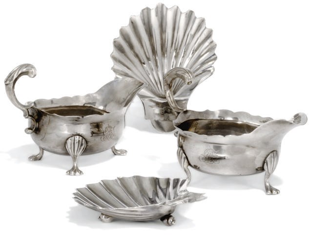 A PAIR OF GEORGE II SILVER SAUCEBOATS