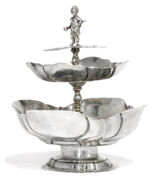 A GERMAN SILVER TWO-TIER SUGAR BOWL