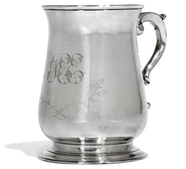 A GEORGE II BALUSTER SILVER MUG