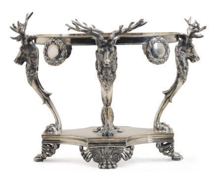 AN AMERICAN SILVER-PLATED STAND,