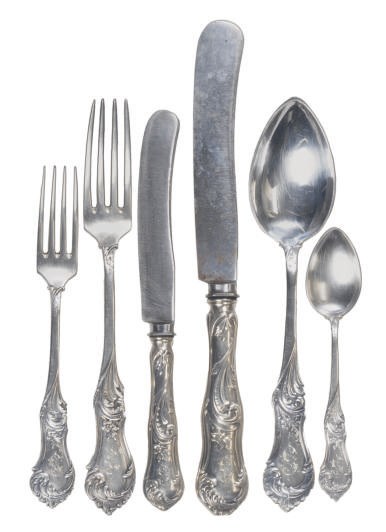 A GERMAN SILVER PART FLATWARE SERVICE,