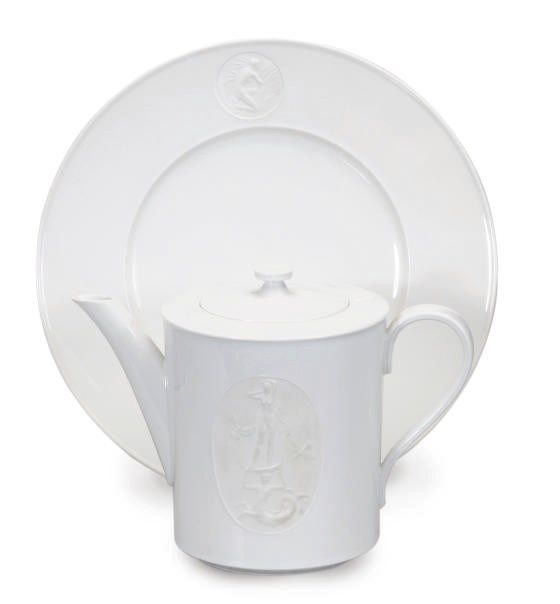 A GERMAN WHITE PORCELAIN DINNER SERVICE,