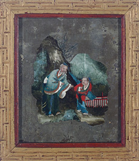 TWO CHINESE REVERSE PAINTINGS ON GLASS,