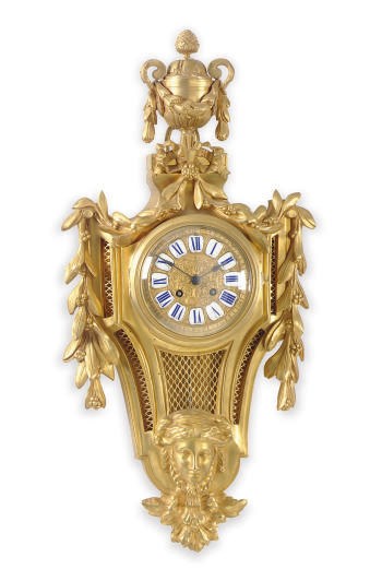 A FRENCH GILT-BRONZE CARTEL CLOCK,