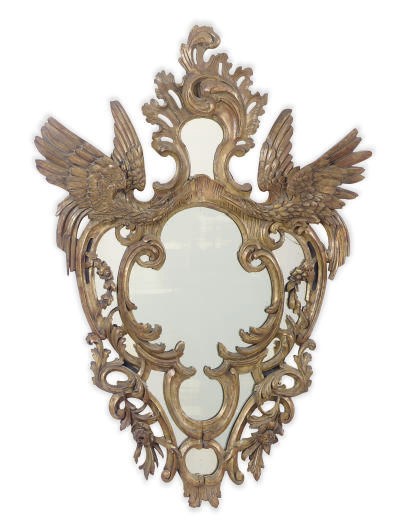 A GILTWOOD MIRROR,