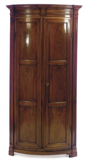 A FRENCH PROVINCIAL WALNUT BOWFRONT CABINET,