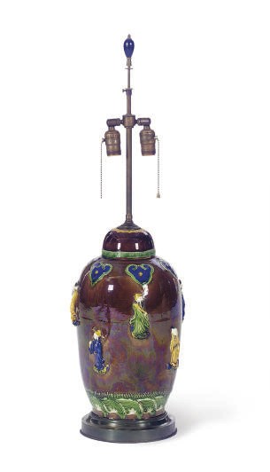 A CHINESE POLYCHROME AND LUSTRE-GLAZE TABLE LAMP,