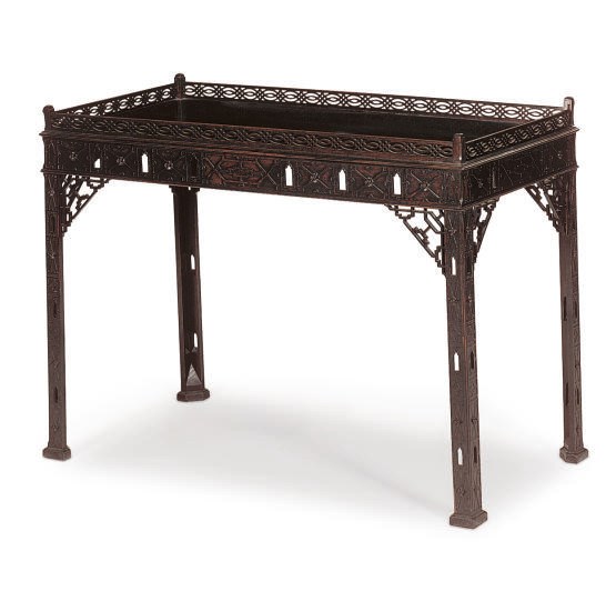 A MAHOGANY SILVER TABLE,