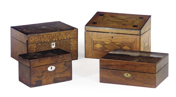 A GROUP OF FOUR VICTORIAN BOXES**,