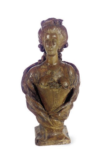 A TERRACOTTA BUST OF MARIE ANTOINETTE,