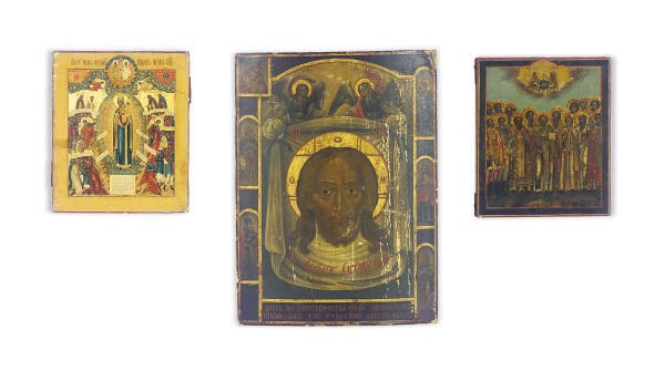 THREE RUSSIAN ICONS,
