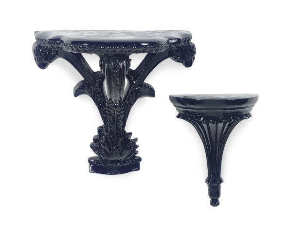 TWELVE EBONIZED WALL BRACKETS,