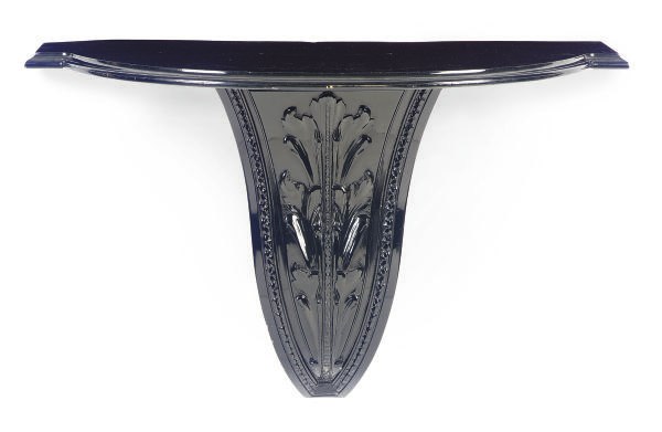 A PAIR OF EBONIZED CONSOLE TABLES,