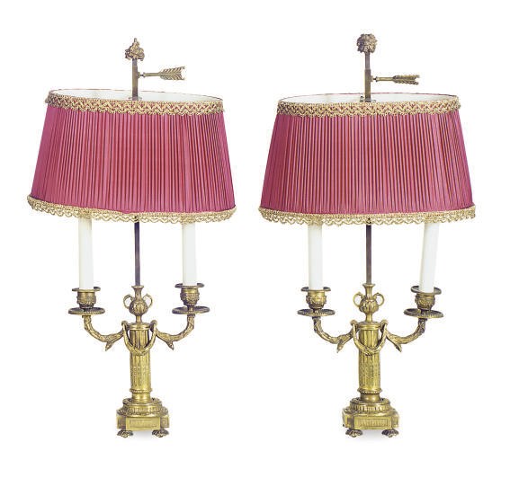 A PAIR OF FRENCH ORMOLU TWO-LIGHT CANDELABRA,